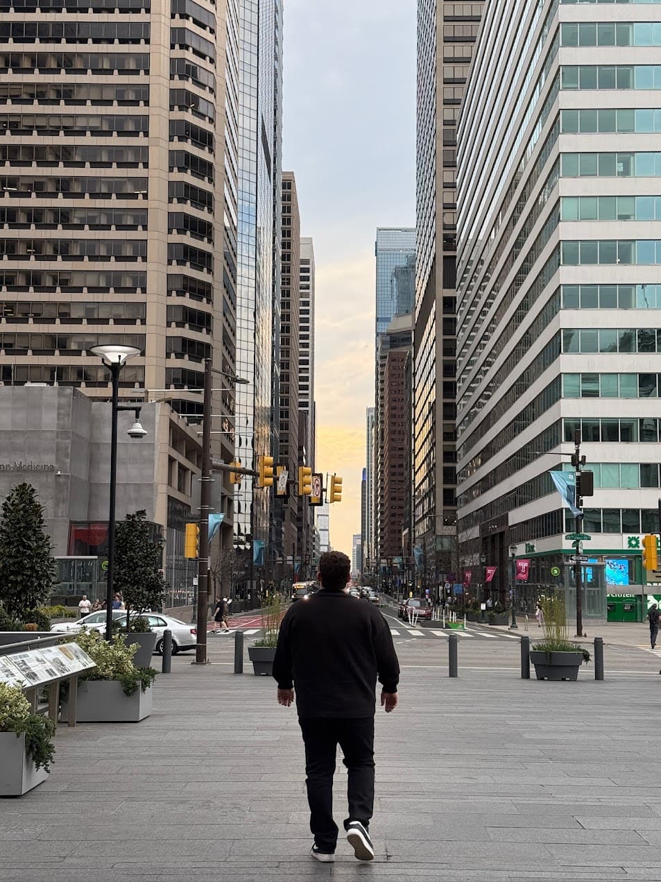 A Philadelphia avenue at golden hour