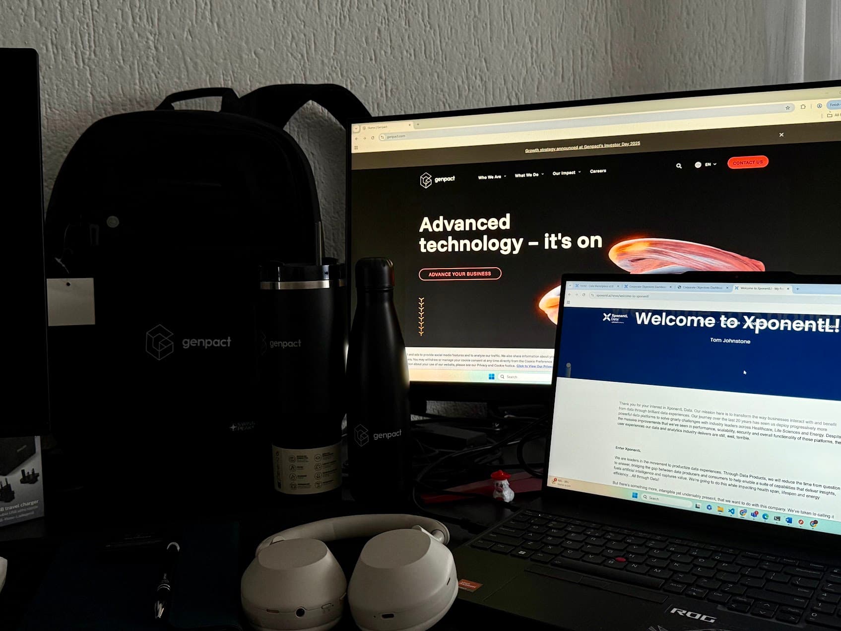 Arlind Minushi's two-monitor engineering desk setup